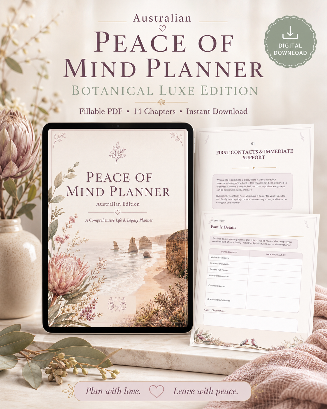 Australian Peace of Mind Planner – Botanical Luxe Edition