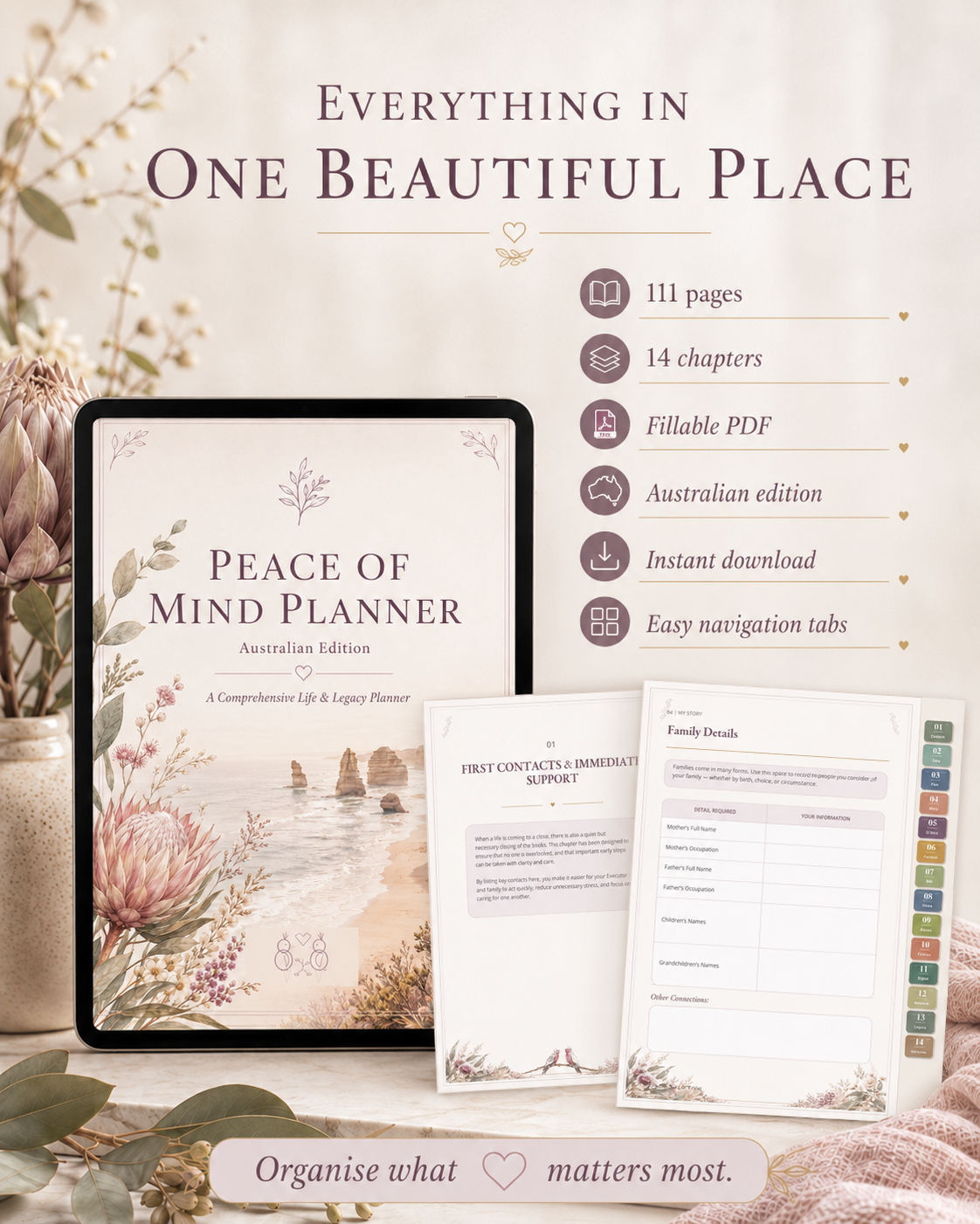 Australian Peace of Mind Planner – Botanical Luxe Edition