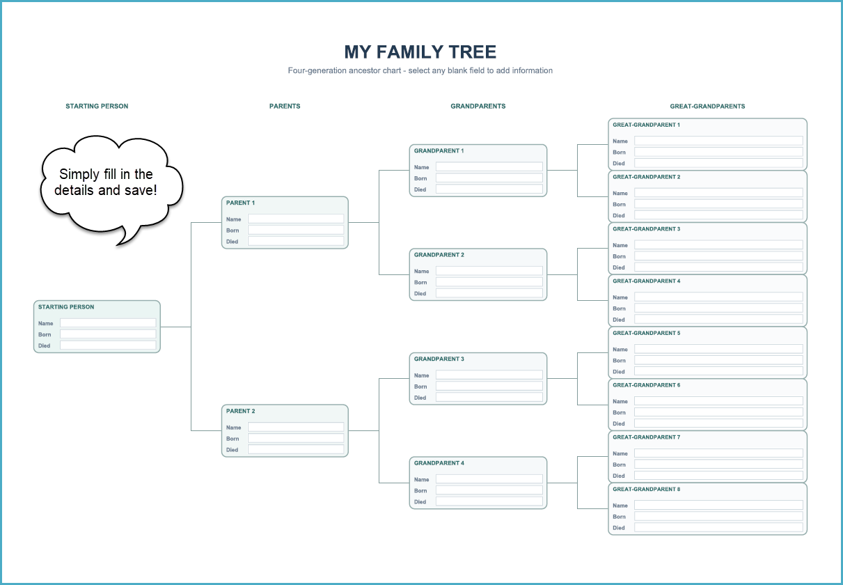 Free Family Tree Template — Fillable PDF