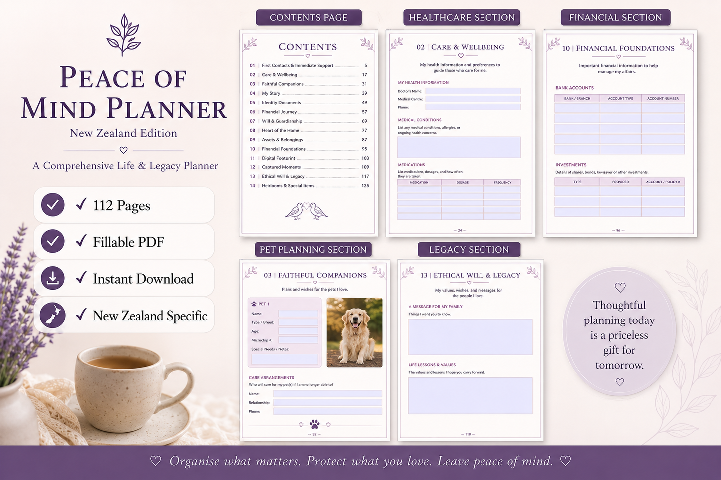 Peace of Mind Planner – New Zealand Edition (Fillable PDF)
