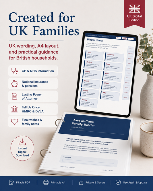 Just-in-Case Family Binder: UK Digital Edition