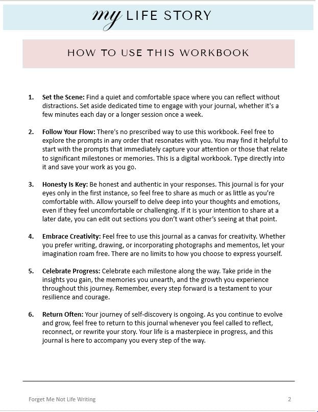 My Life Story Journal - A self discovery workbook