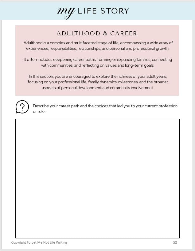My Life Story Journal - A self discovery workbook