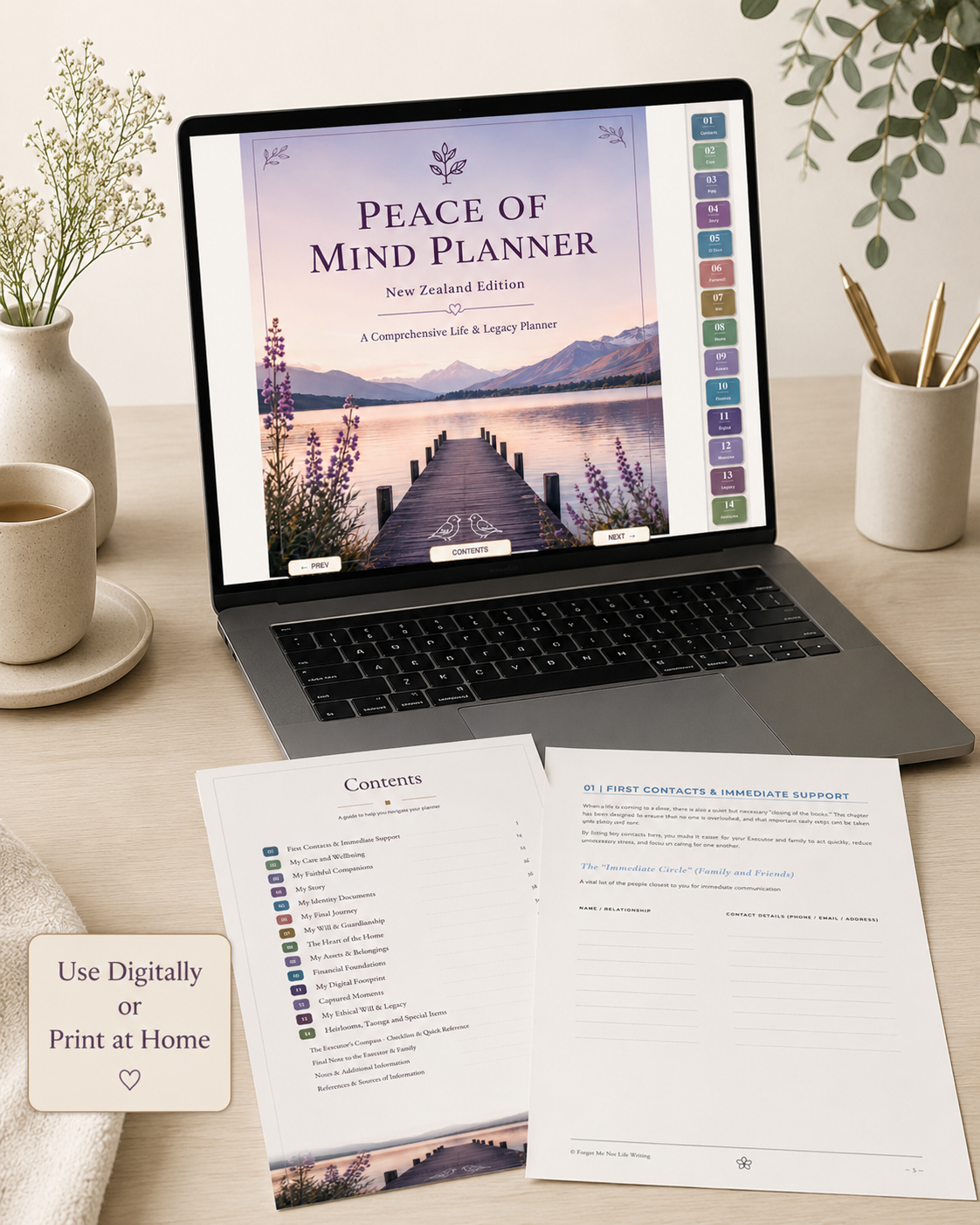 New Zealand Peace of Mind Planner – Fillable PDF End of Life & Life Admin Planner